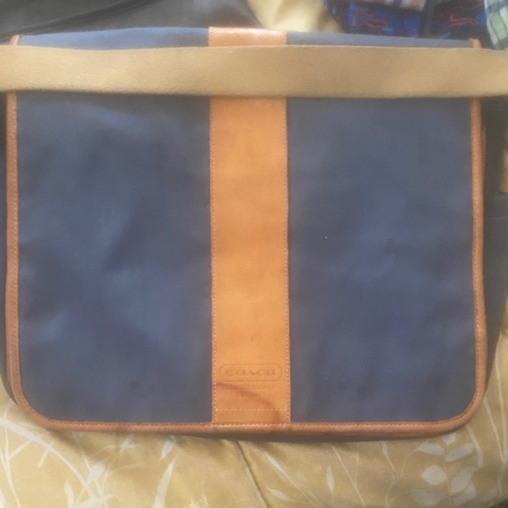 Coach Navy and Tan Messenger Bag